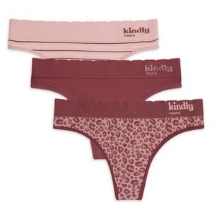 ✌🏼3/$30✌🏼Kindly Yours Sustainable Seamless Thong 3pk - Mauve/ Blush Leopard